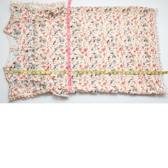 Tularosa Elba Dress Floral Lace Shift Pom Trim Mini Multicolor Ivory Size Large - Picture 6 of 6